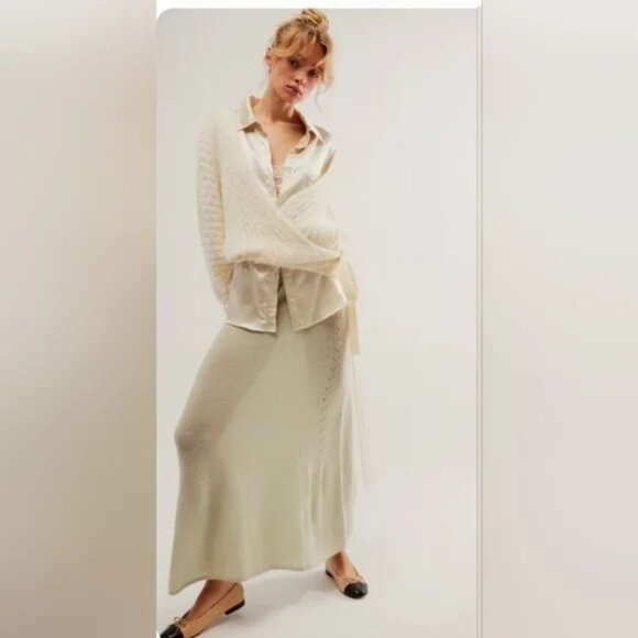 NWT Free People Whimsy Fairy Festival Twee Floating Air Swit Maxi Skirt Cream S